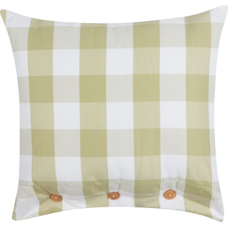 Cojín de algodón a cuadros estilo cottage verde 45 x 45 cm Tamnine (1/5)