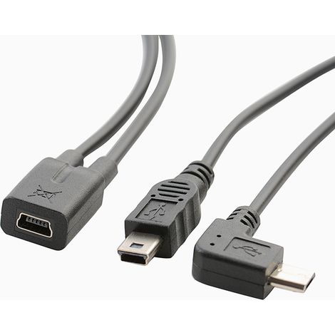 Câble d'alimentation pour caméra embarquée électronique pour chien, mini femelle vers mini mâle + micro 5P mâle coudé 1 à 2 (1/5)