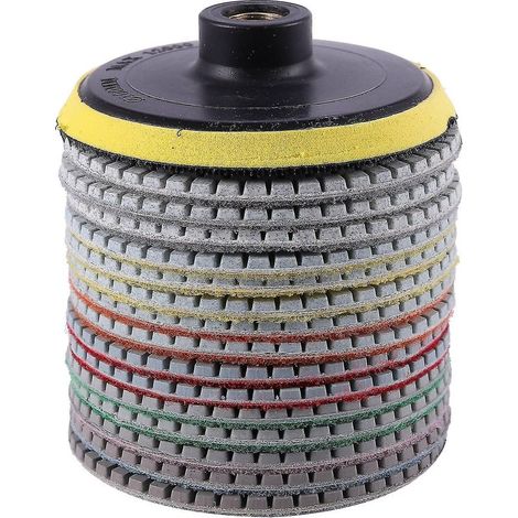 Set aus 16 Diamantpolierscheiben mit 100 mm (4 Zoll) Durchmesser zum Trocken- und Nasspolieren von Granit, Stein, Beton und Marmor. (1/5)