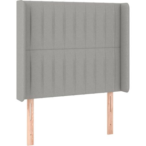 Testiera Testata del letto ad Orecchio Grigio Chiaro 83x16x118/128 cm in Tessuto (1/5)