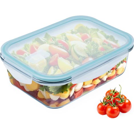 Glas Frischhaltedose mit Kunststoff Deckel luftdicht - 1000 ml - Meal Prep Lebensmittelbox für Backofen und Mirkowelle