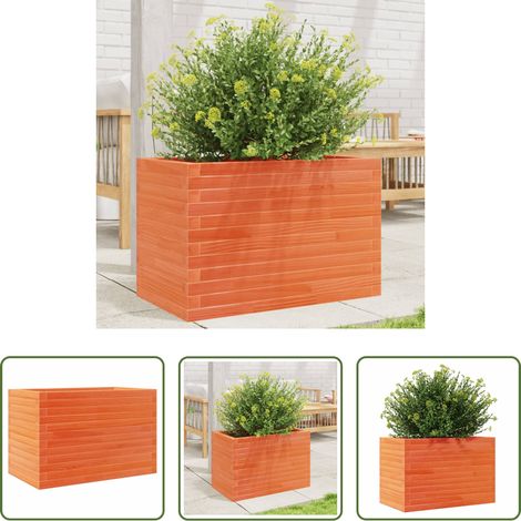Holzbeet - Pflanzkübel Wachsbraun 70x40x45,5 cm Massivholz Kiefer (1/5)
