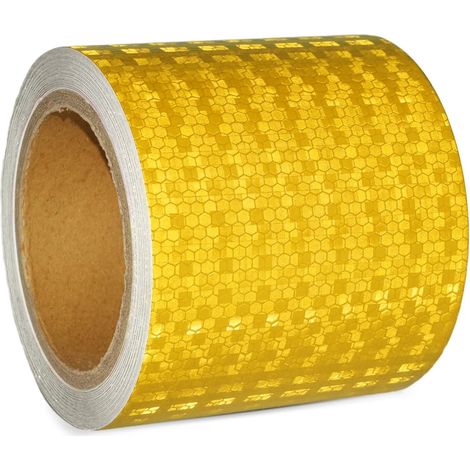 Ruban adhésif réfléchissant jaune 10 cm x 10 m imperméable réfléchissant ruban adhésif d'avertissement autocollant pour véhicules, voitures, remorques, extérieur (1/5)
