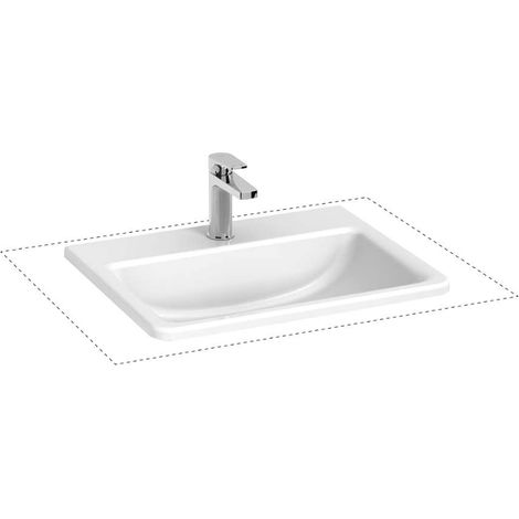 Jika Cubito - Waschbecken 56x44 cm, mit Überlauf, mit Hahnloch, weiß H8189630001301 (1/2)