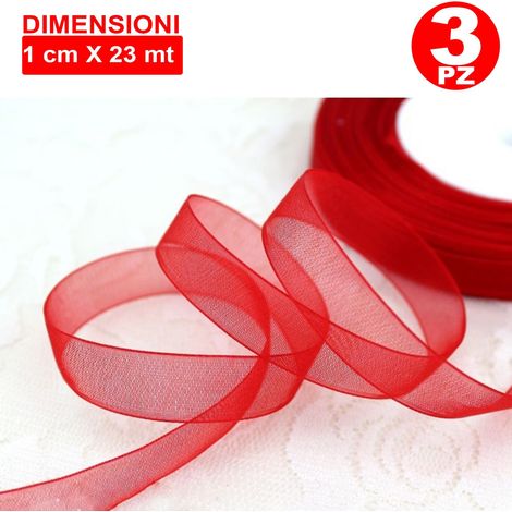 3 Rouleaux De Ruban Rouge Décorations En Organza Pour Boîtes De Fête Découpage