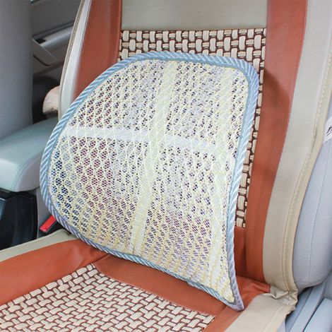 Coussin Lombaire - Tissu Soie Glacée - Pour Siège Voiture Bureau Maison - 38 x 40 cm - Jaune - 140 g (1/5)