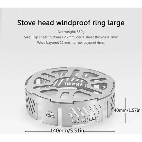 Pare-vent en acier inoxydable pour réchaud à gaz portable à cassette, anneau coupe-vent pour réchaud d'extérieur, accessoires de camping pour réchauds de cuisine portables (1/5)