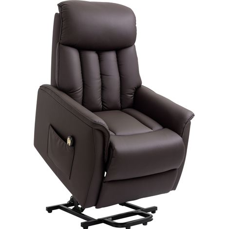 Fauteuil releveur électrique avec fonction relax en cuir synthétique marron 80x94x104 cm (1/5)