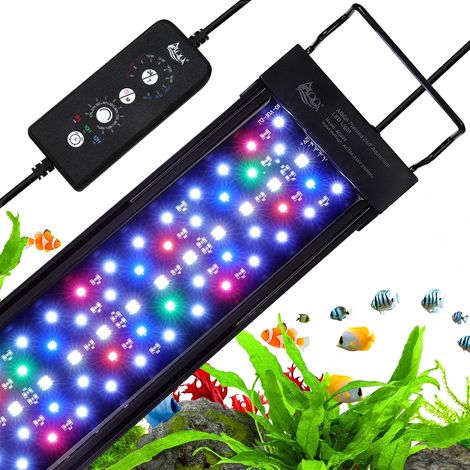 Eclairage LED Aquarium 30W Spectre Complet 24/7 Modes Lumière Aquarium Lumière Aquarium Minuterie Réglable Luminosité Lampe Aquarium Plantes Aquarium avec Support Extensible pour 80-100cm (1/5)