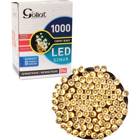Luci natalizie a LED per esterni, 1000 LED con 8 funzioni di illuminazione e timer, luce bianca calda, alimentazione a rete, 49,95 m + 150 cm di cavo di collegamento (1/5)