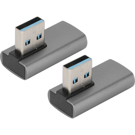 2Pcs Adaptateur USB 3.0 Mâle vers Femelle 10Gbps, Dissipation Thermique Rapide, Compact et Portable, Angle Droit pour Bureau Maison (1/5)