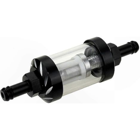 Transparenter Inline-Kraftstofffilter für Motorräder, abnehmbarer Aluminium-Benzinfilter (schwarz) (1/5)