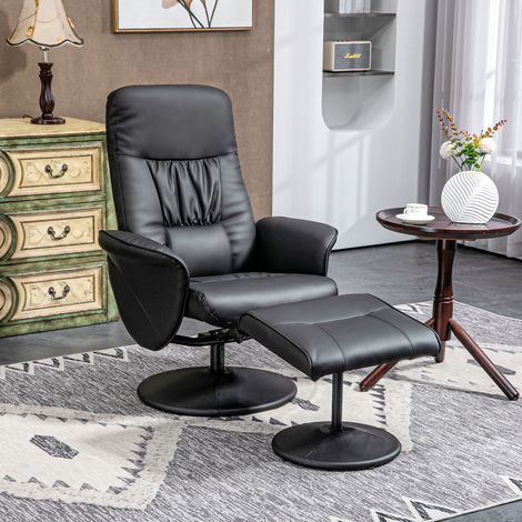 Sillón reclinable con ottomana de metal para salón negro OKMYHOME (1/4)