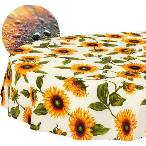 Nappe enduite Tournesols Ovale 160x140 cm intérieur/extérieur (1/5)