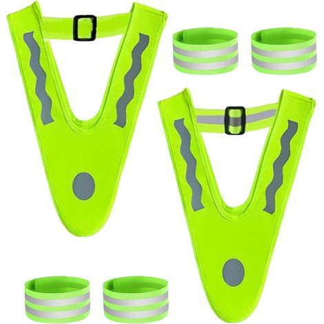 Gilet Réfléchissant Pour 2 Pièces Gilet De Sécurité En Forme De V Avec 4  Vêtement Respirant à Haute Visibilité Pour Construction Marche Cyclisme Nuit Camping (1/5)