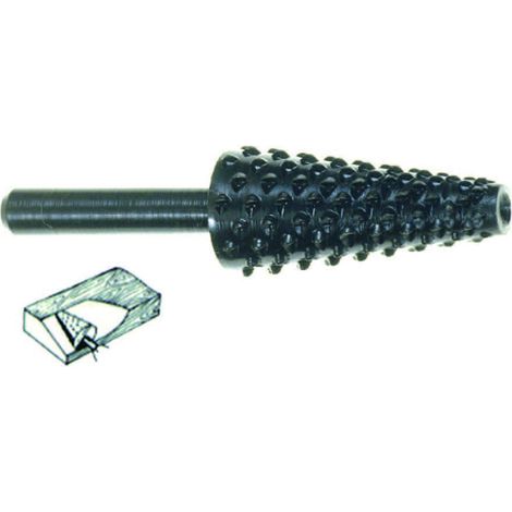 Fresa-raspa conica rotativa per legno - codolo mm.6 per trapano pg 432.00 - 5 bl