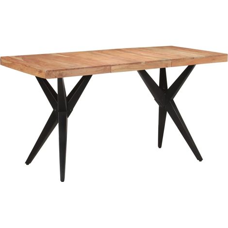 Esstisch Schwarz 140x70x76 cm Massivholz Akazie
