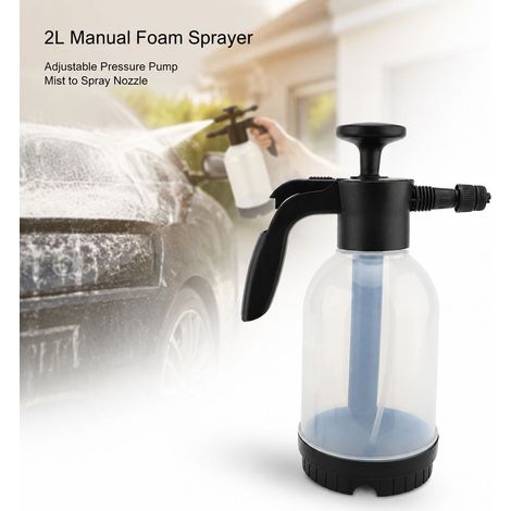 Spruzzatore di schiuma da 2 litri - Pompa manuale pressurizzata - Lancia di schiuma regolabile per lavaggio auto e giardino - Plastica robusta (1/5)