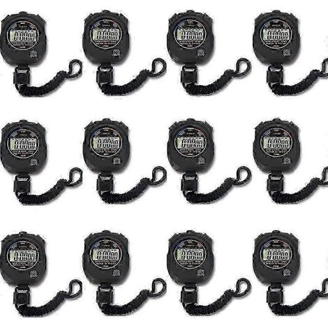 Lot de 12 chronomètres électroniques numériques multifonctions pour le sport, grand écran avec date, heure et alarme, édition 529 (1/4)
