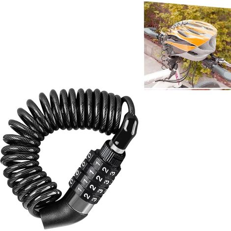 Antivol Casque Moto et Vélo - Câble de Sécurité 150 cm avec Combinaison à 4 Chiffres - Antivol à Code pour Moto, Vélo, Trottinette Électrique - Revêtement PVC Protecteur - Portable et Résistant (1/5)