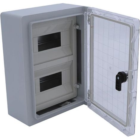 Armoire électrique 18 modules 330x250x130mm étanche IP65 - Porte transparente - avec rail DIN