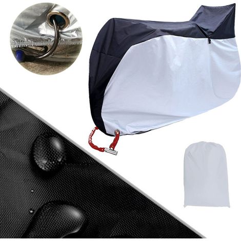 Ahlsen Wasserdichte Regenfahrradabdeckung für den Außenbereich für Fahrrad, Roller, Fahrradabdeckung, wasserdicht – 190T – 200 x 75 x 115 cm. Mittelschwarz mit silbernem Rand (1/5)