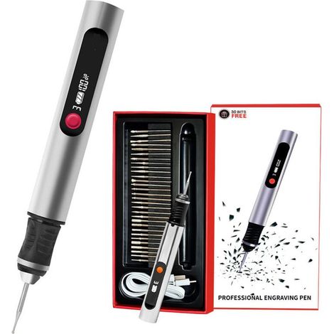 Stylo de gravure, outil portable sans fil ultime pour artistes et bricoleurs – Gravez plus de 50 surfaces – Adapté aux débutants – Rechargeable – 30 embouts (1/5)