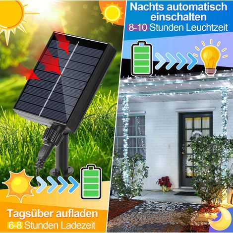 Wolketon 80M 800 LED Solar Lichterkette IP44 8 Modi Innen Außen WeihnachtenParty Garten Hochzeit Wasserdicht Beleuchtung Deko Kaltweiß