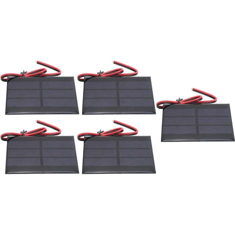 5 modules de mini-panneaux solaires avec cellule de batterie et fil de 30 cm, 60 x 80 x 3 mm, CC 0,65 W, 1,5 V ( ) (1/4)