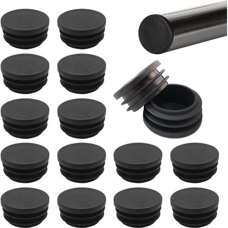 Embouts de pieds de chaise, 20 mm, bouchons ronds en plastique, pour tubes de chaise, pour tables, chaises et meubles d'intérieur et d'extérieur (paquet de 50, noir)