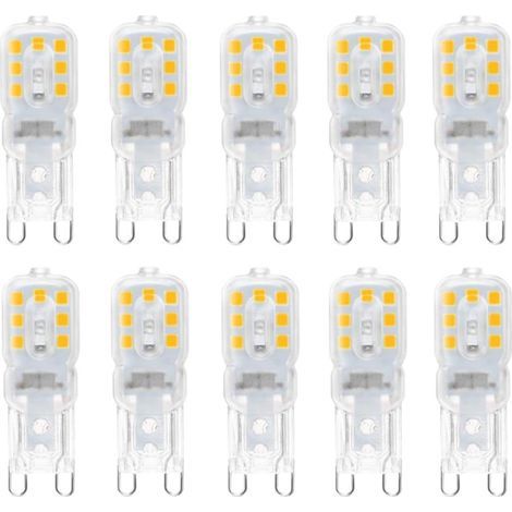 10 lampadine LED G9 da 3W, equivalenti a lampadine alogene da 33W, luce bianca 6000K, non dimmerabili, angolo del fascio luminoso di 360°. (1/5)