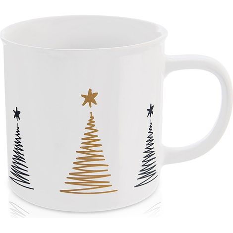 Keramikbecher mit Weihnachtsbaum-Motiv, großes Kaffeebecher-Set (500 ml) – ideales Weihnachtsgeschenk