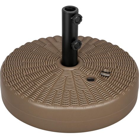Pied de parasol avec 2 boutons entégrés, PEHD et acier, Ø51 x 36 cm, marron et noir, idéal pour stabiliser votre parasol de jardin ou de balcon, adapté à une utilisation extérieure résistante aux i...