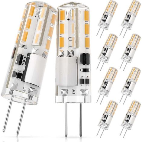 G4 LED Bulb, 1.4W Equivalent to 10W Halogen Lamp, AC/DC 12V, Warm White 3000K, 100LM, Non-Dimmable, Energy Saving, 360° Beam Angle - 10 Pieces [Energy Class F]