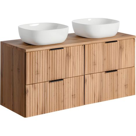 Mobile sottolavabo NOXERA 120 cm con due lavabi da appoggio – Rovere wotan