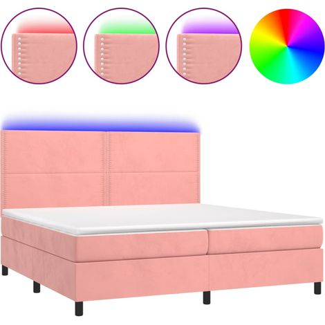 Maison Exclusive - Letto a Molle con Materasso e LED Rosa 200x200 cm in Velluto