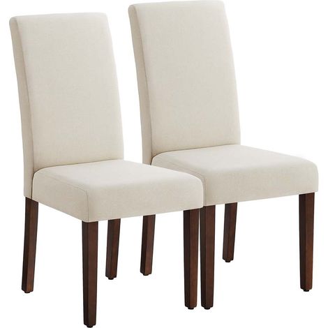 Juego de 2 sillas de comedor sillas de cocina con respaldo alto asientos gruesos 58 x 48 x 100 cm beige 120008026