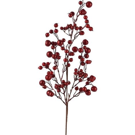 Dekorativer Zweig mit roten Glitterbeeren 16 × 5 × 68 cm (1/4)