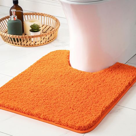 Tapis de Toilette Antidérapant Tapis Super Doux Orange 50x50cm (1/5)