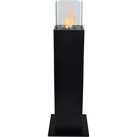 Camino a Bioetanolo a Colonna 110cm Nero 3kW da Giardino Moderno
