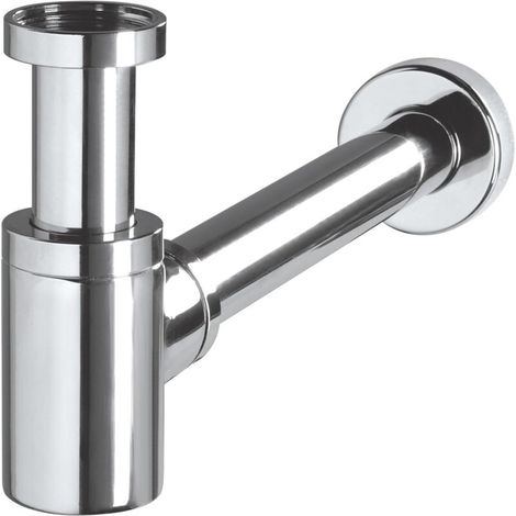 Design-Waschbecken-Siphon aus Messing, verchromt, Wandablaufrohr [verchromtes Kupfer] (1/5)