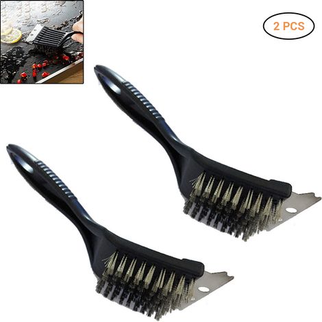 2 Brosses de Nettoyage pour Barbecue en Acier Inoxydable, Grattoir et Lave-Grille pour Grill (1/5)