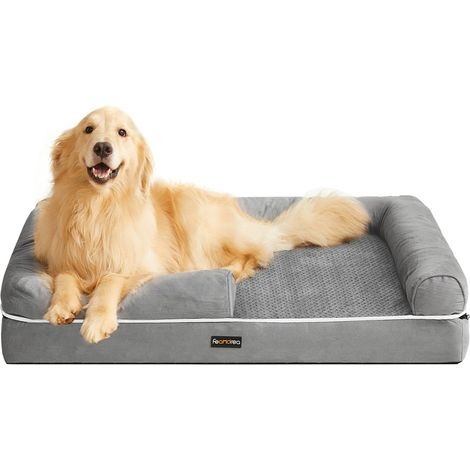 Cesta ortopédica para perros sofá cama para mascotas acolchado suave bordes elevados funda extraíble y lavable 106 x 80 x 25 cm antideslizante gris claro 120006855