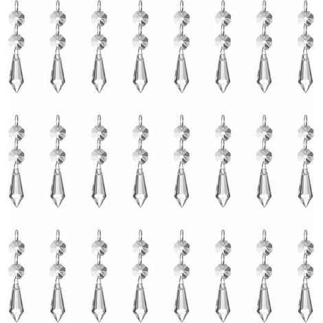 Lot de 24 Pendentif prisme, Verre cristal K9, Forme octogonale, 37 mm, Décoration mariage Noël (1/5)