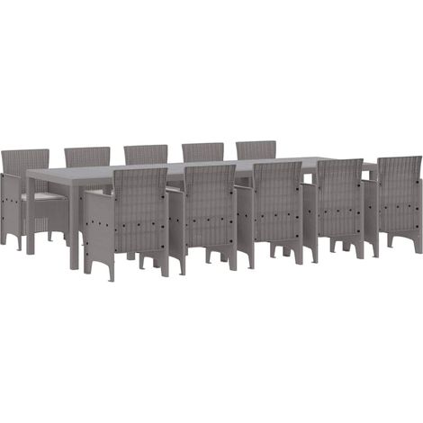 Maison Exclusive - Set da Pranzo per Giardino 11 pz Grigio chiaro (1/5)