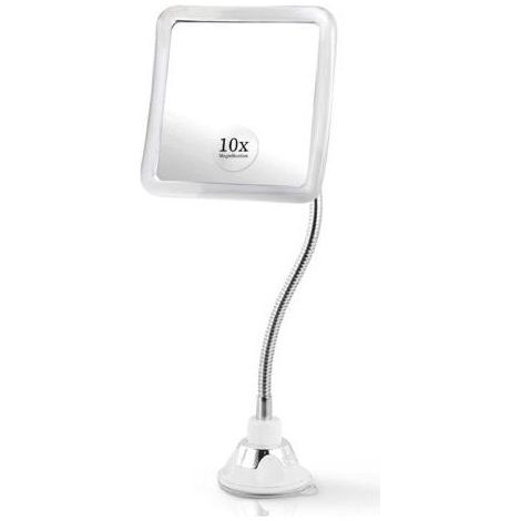 BUNTHAUS Miroir de Maquillage grossissant 10x avec col de Cygne Flexible, Miroir carré de Table et Mural 2 en 1 pour Coiffeuse et Salle de Bain, 16 cm x 16 cm
