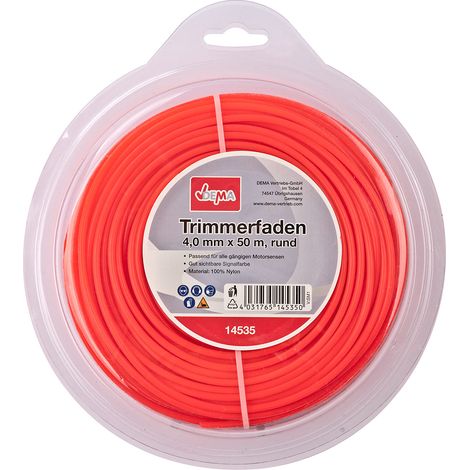 Motorsense Freischneider Mähfaden Trimmerfaden 4mm x 50m rund Nylon Signalfarbe (1/2)