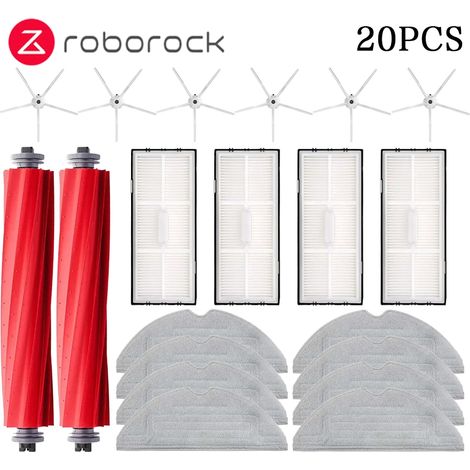 (BLEU CIEL) Brosse latérale principale, brosse de nettoyage avec filtre HEPA et sac à poussière, compatible avec les aspirateurs robots Roborock S7 Maxv Ultra et S7 Pro Ultra. Accessoires (1/4)