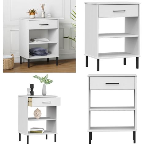 Armario consola patas de metal madera maciza pino blanco OSLO - Mueble de entrada - Armario consola