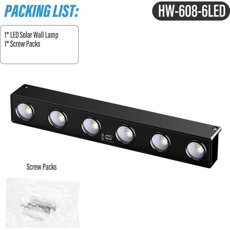 Applique murale LED solaire extérieure (6 LED), éclairage d'enseigne LED, éclairage paysager de jardin avec contrôle intelligent de la lumière (1/5)